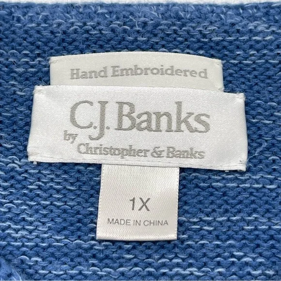 VTG Christopher & Banks Sunflower Embroidered Sweater Knit Women’s Size 1X - Picture 9 of 14